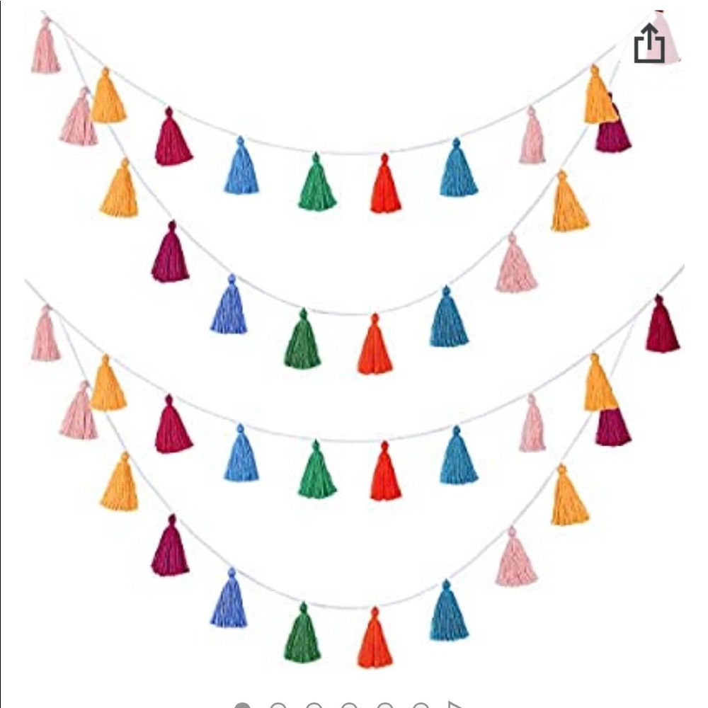 Four strands on multicolored tassels
